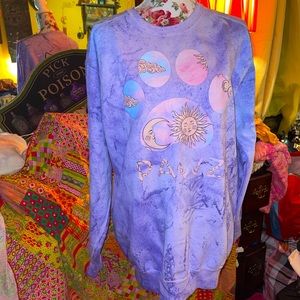 Pawz Oversized Amethyst tie dye celestial Sun/Moon sweatshirt